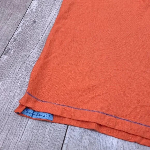 Robert Graham Mens Polo Shirt Size Large Classic Fit Orange Cotton Short Sleeve - Picture 3 of 6